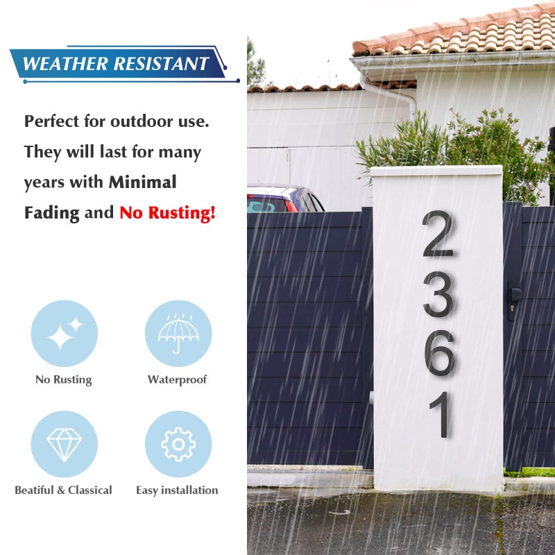 DEWEL 8 inch Floating Large House Numbers for Outside  Black Modern House Address Numbers Decor for 911 Visibility Signage with Nail Kits (House Number 6) - Image 4